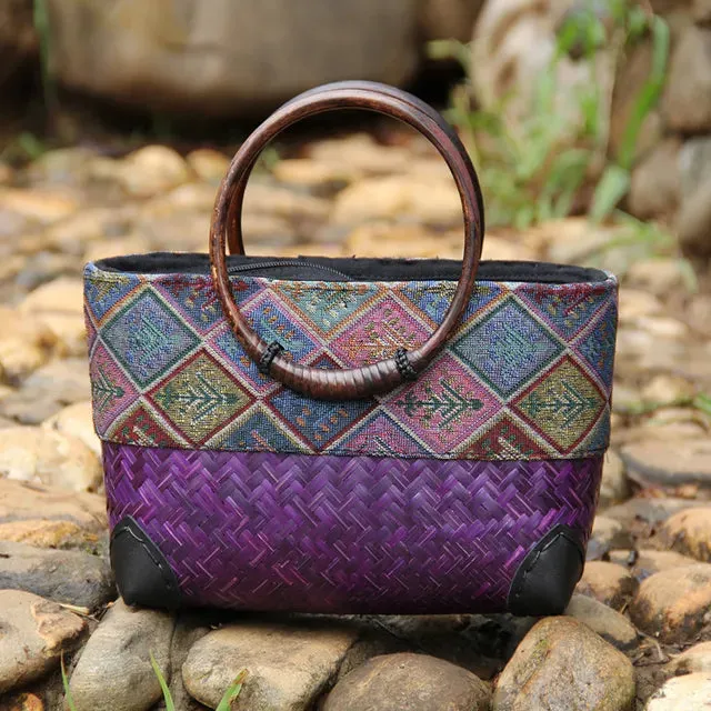 Christianartbag Handmade Bag, Retro handmade bamboo woven bag mini woven female bag literary youth storage woven rattan handbag, CABHMB03141023.