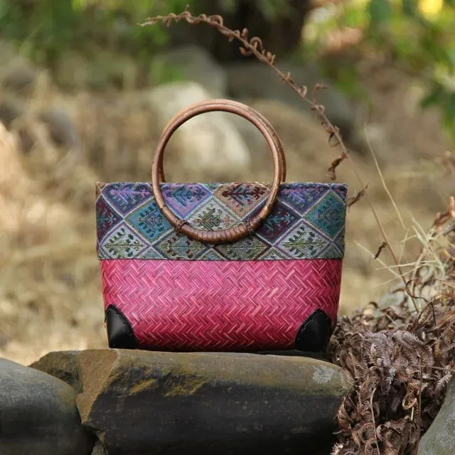 Christianartbag Handmade Bag, Retro handmade bamboo woven bag mini woven female bag literary youth storage woven rattan handbag, CABHMB03141023.