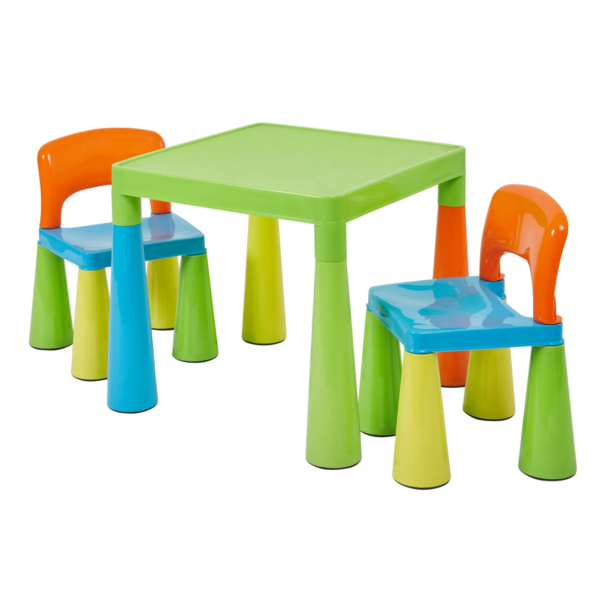 Chunky & Funky Plastic Kid's | Children's Activity Table & 2 Chair Set | Multicoloured