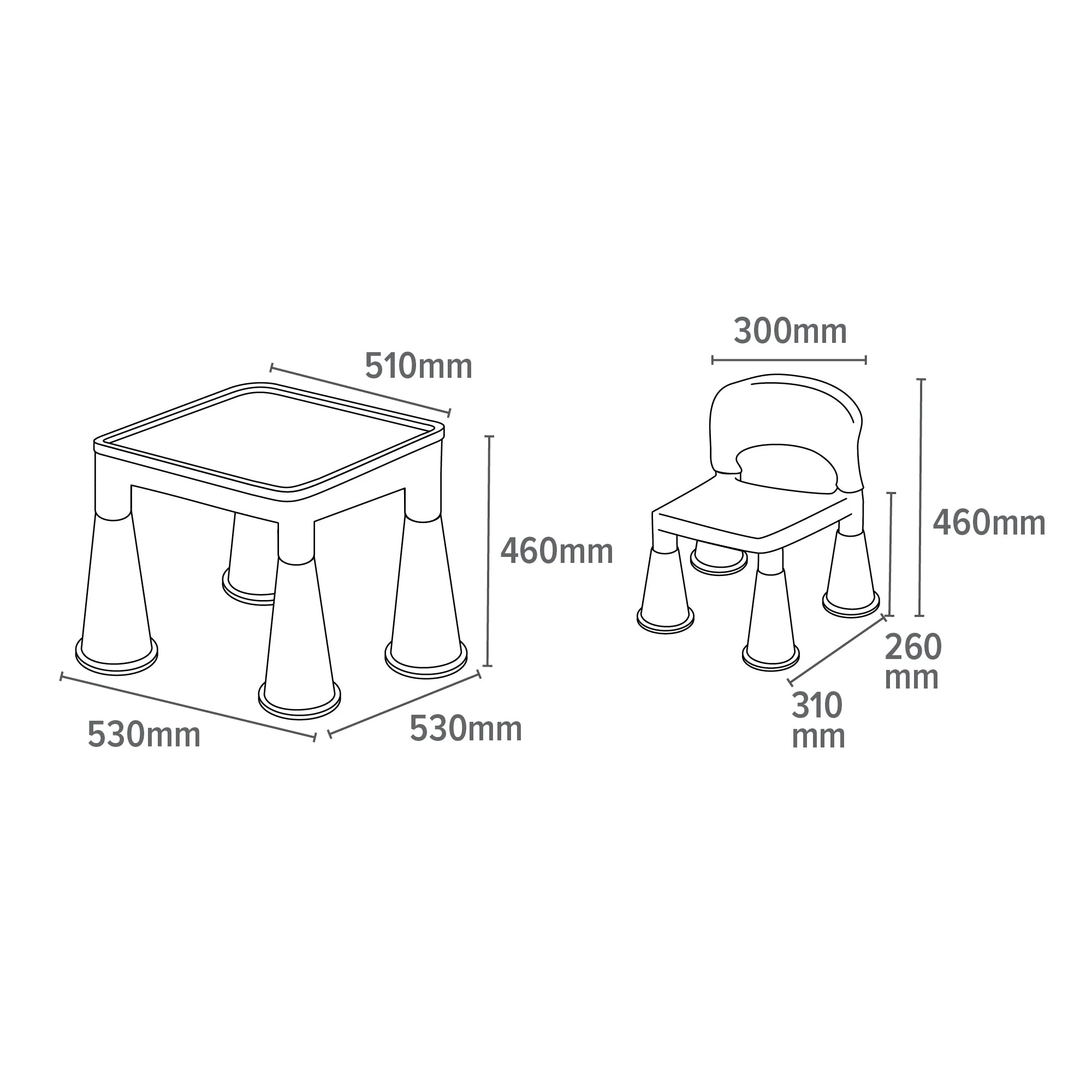 Chunky & Funky Plastic Kid's | Children's Activity Table & 2 Chair Set | Multicoloured