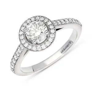 Classic Pave Set Halo Diamond Engagement Ring