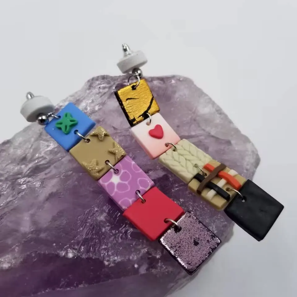 Clay Square Tour Earrings - Swiftie Jewelry