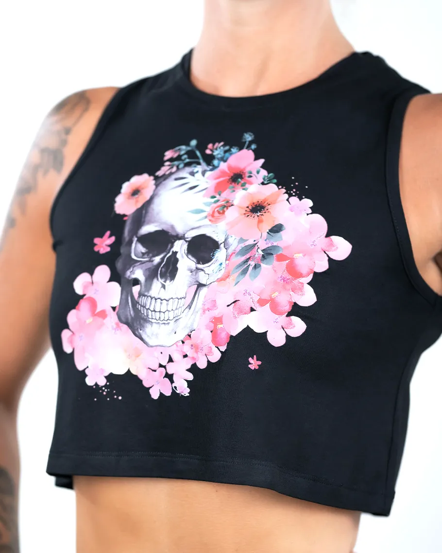 Crop Tank - NS Thaesia Skull Flower