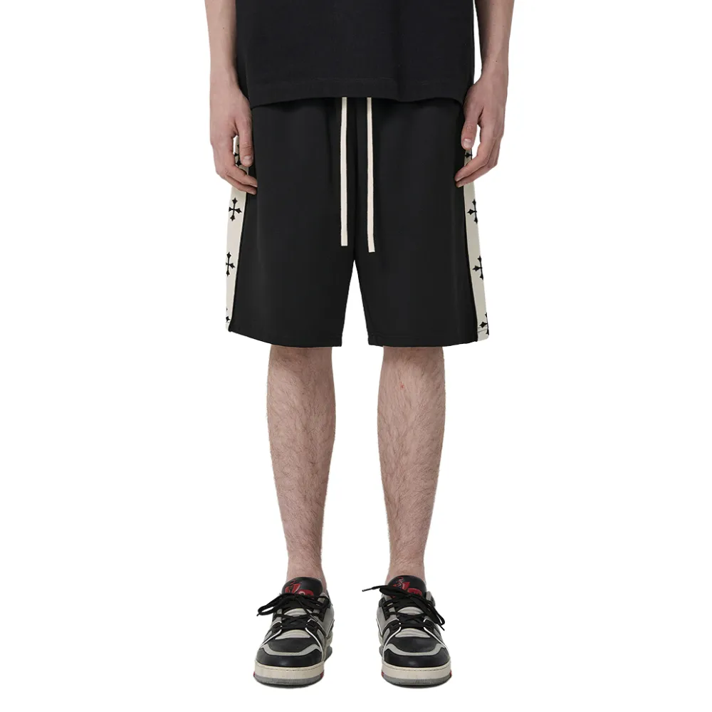 Cross Print Cotton Sports Shorts