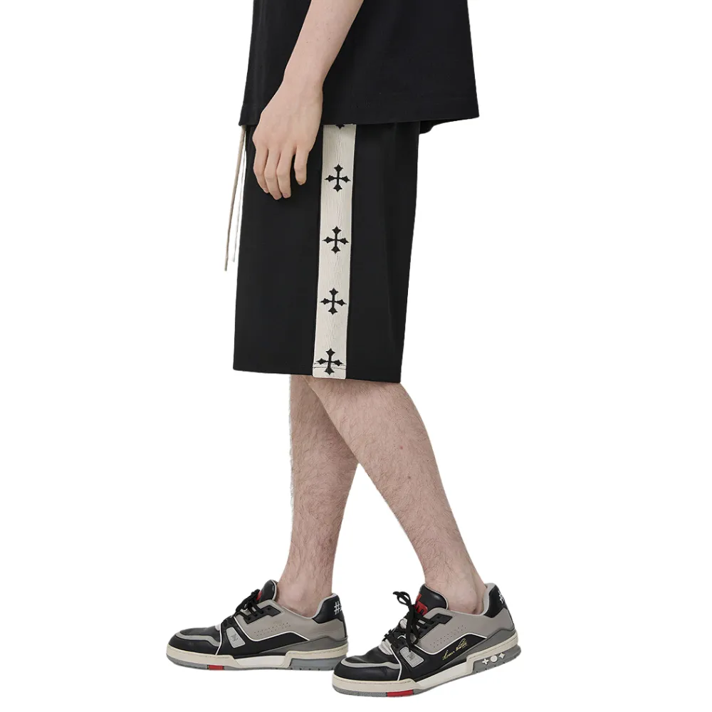 Cross Print Cotton Sports Shorts