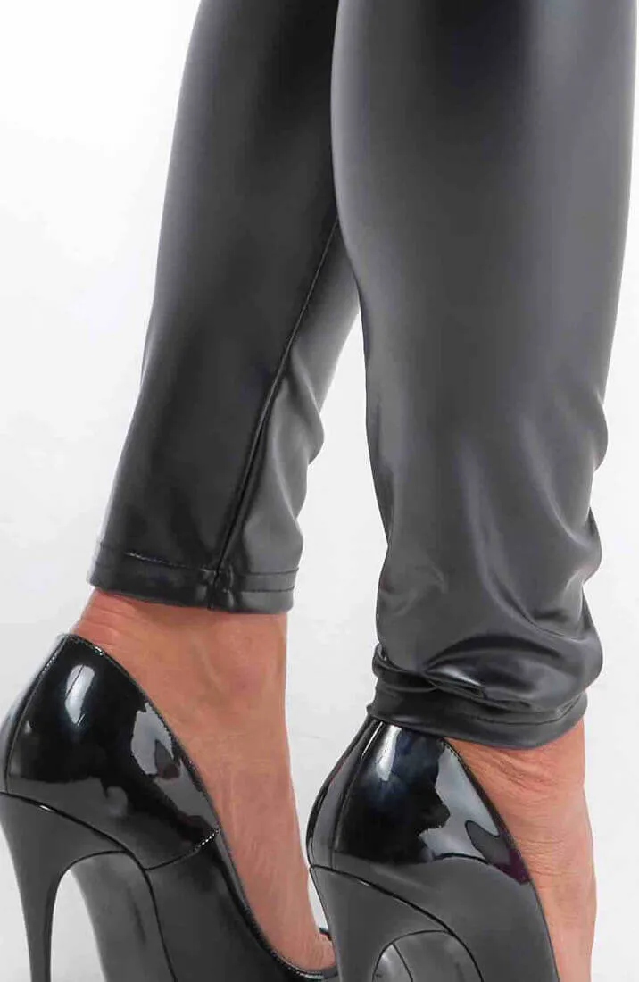 Crotchless wet look leggings - Get Down