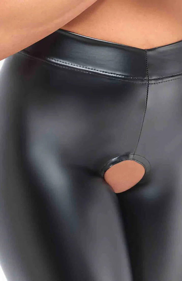 Crotchless wet look leggings - Get Down