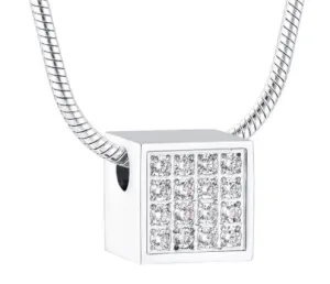 Crystal Cube Cremation Necklace