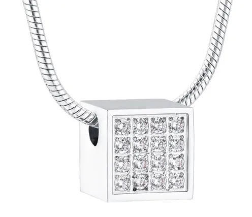 Crystal Cube Cremation Necklace