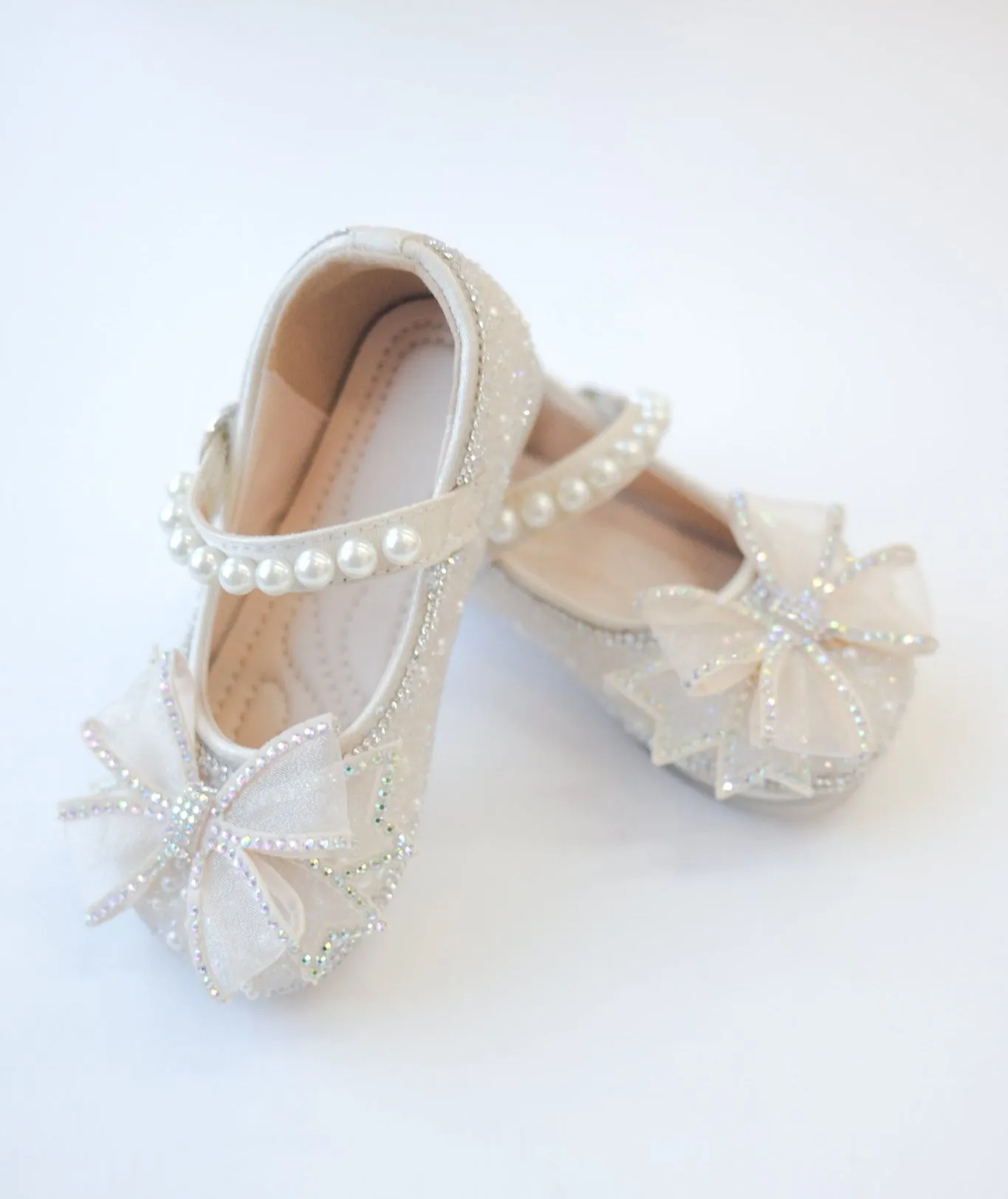 Crystal Princess Bow & Pearl Mary Jane Shoes
