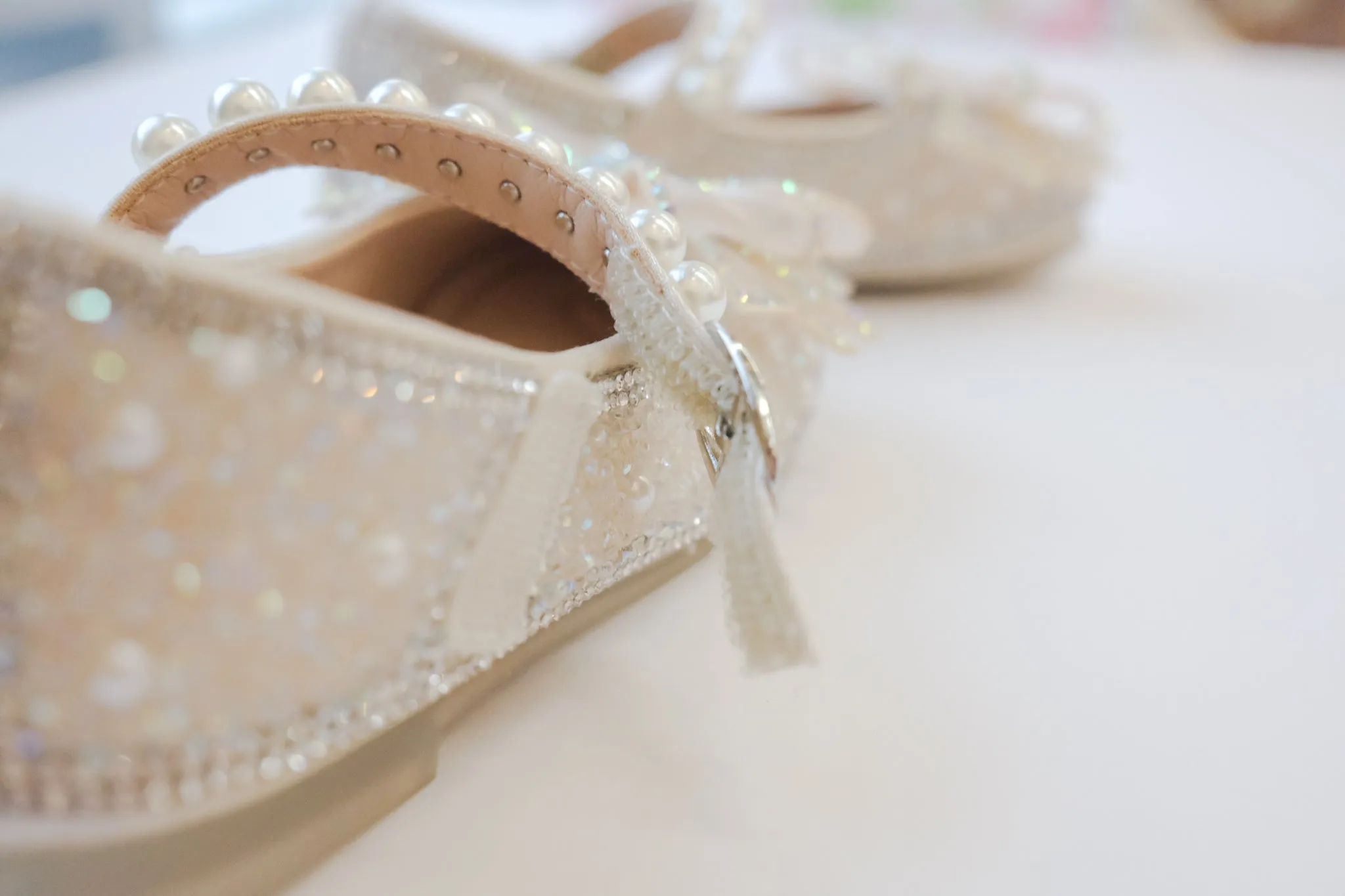 Crystal Princess Bow & Pearl Mary Jane Shoes