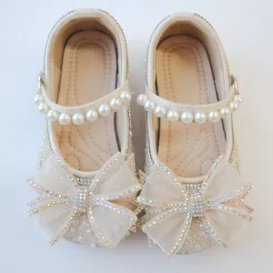 Crystal Princess Bow & Pearl Mary Jane Shoes