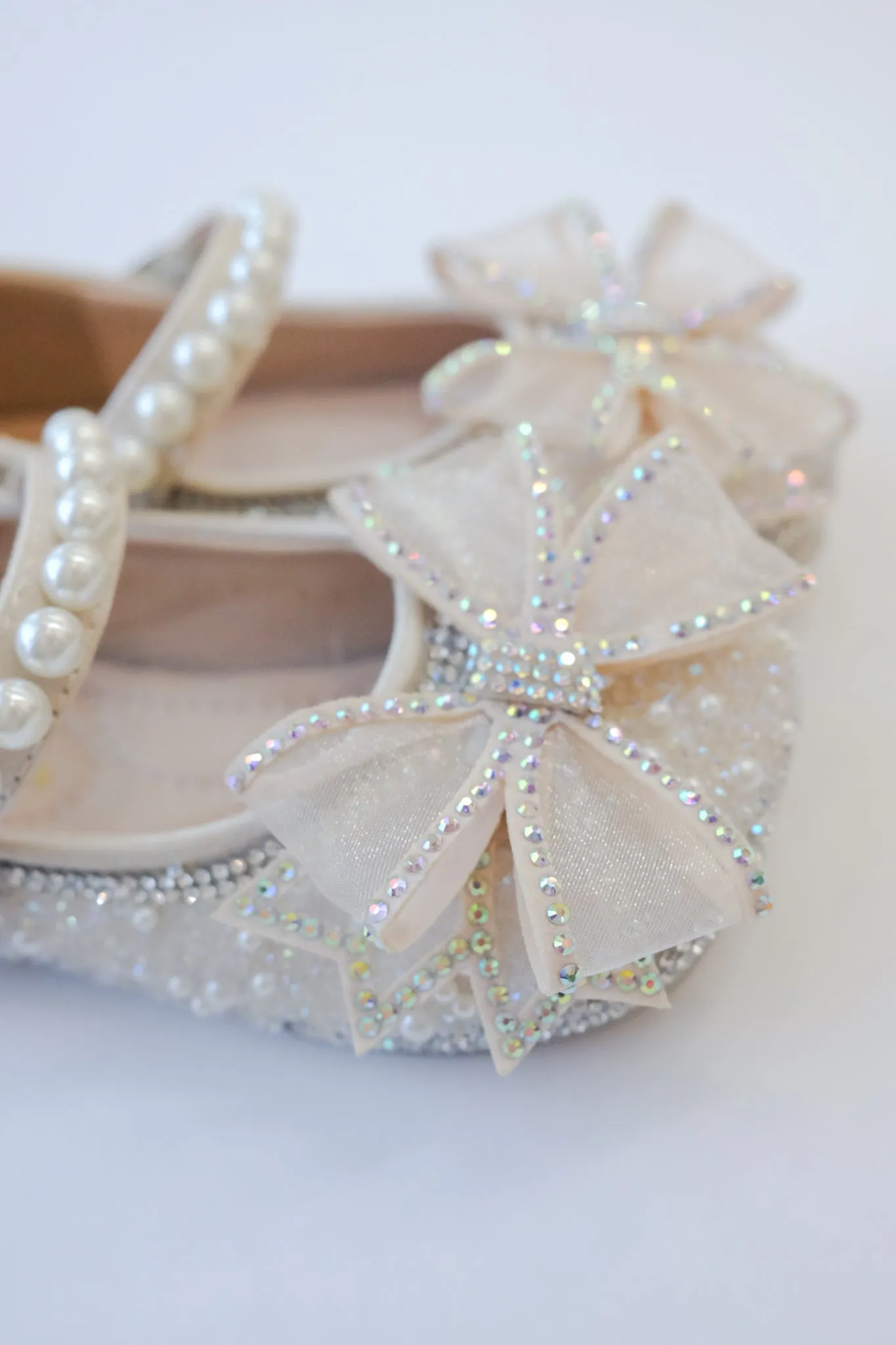 Crystal Princess Bow & Pearl Mary Jane Shoes