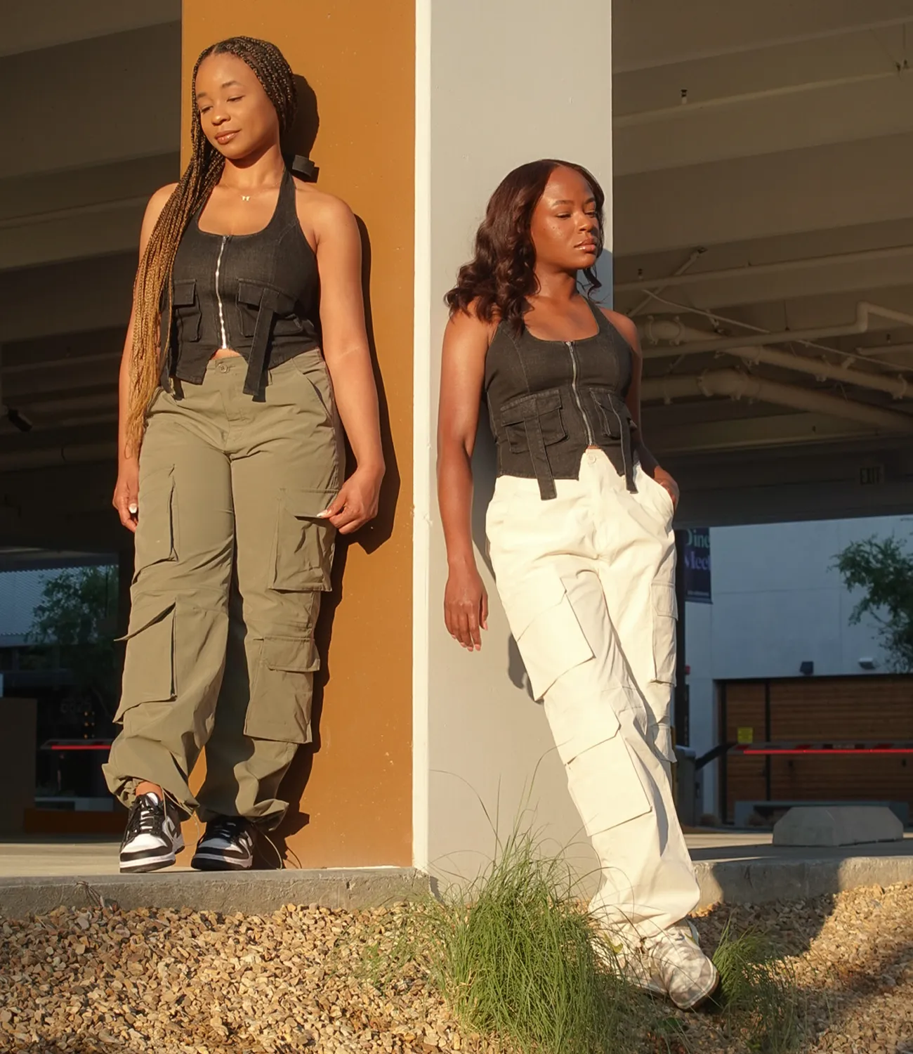 Denim Halter Top(Washed Black)