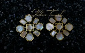 Devi MoP Gold Statement Earrings