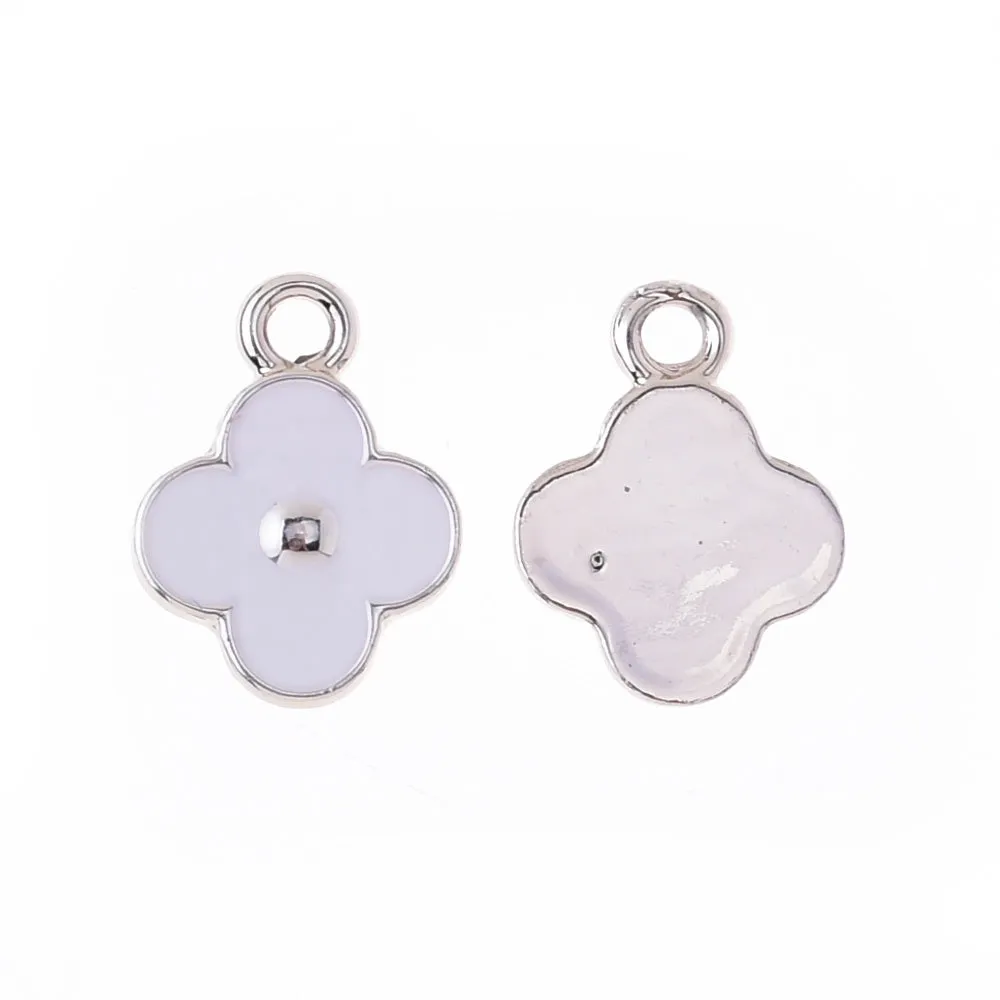 Diamond Gemstone Earrings pendant fashion charm Bracelet Handmade Mother's Day Gift 1*1.4cm white Clover 20pcs 10177855