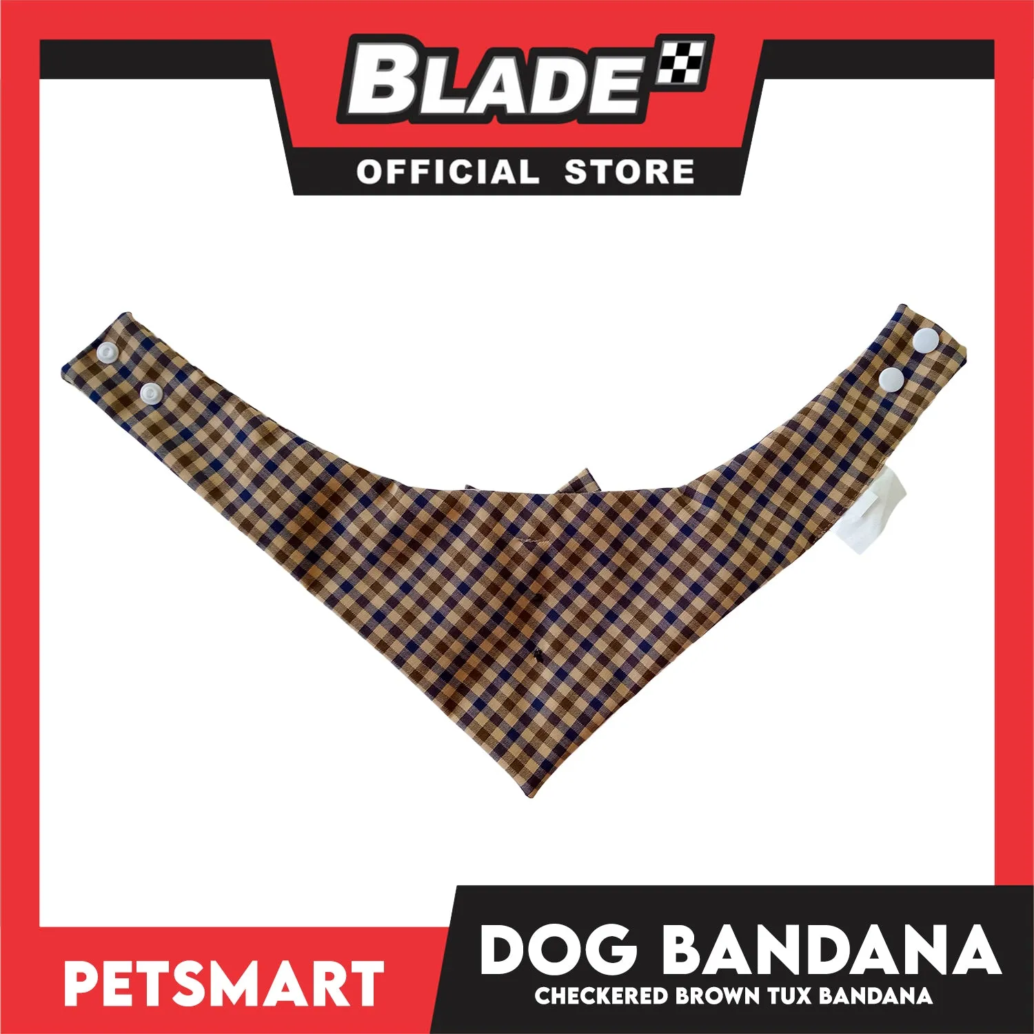 Dog Bandana, Checkered Brown Tuxedo Design Bandana DB-CTN44L (Large) Soft and Comfortable Pet Bandana