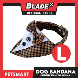Dog Bandana, Checkered Brown Tuxedo Design Bandana DB-CTN44L (Large) Soft and Comfortable Pet Bandana