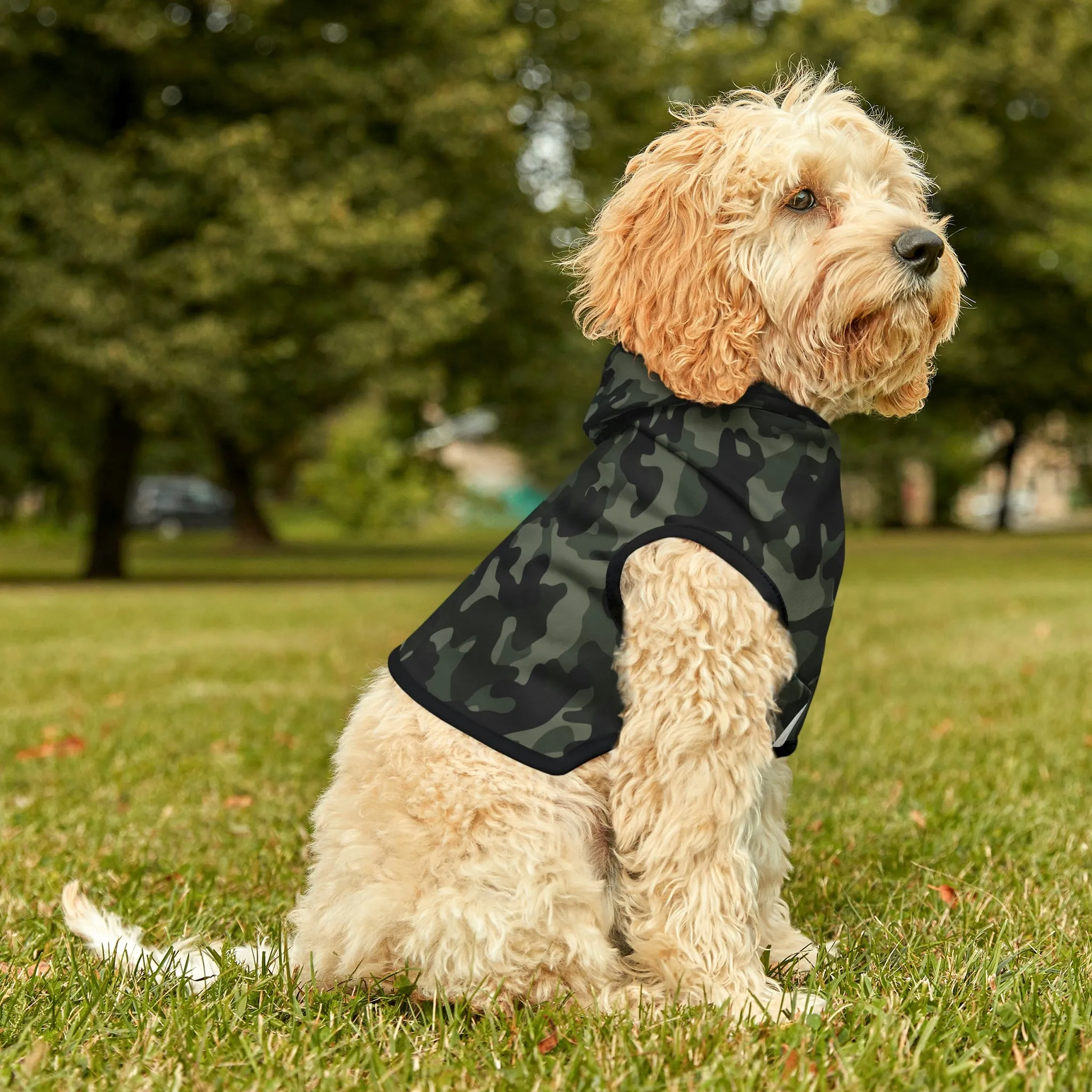 Dog Hoodie Sweater, Camouflage Dark Green - Comfortable Dog Clothes