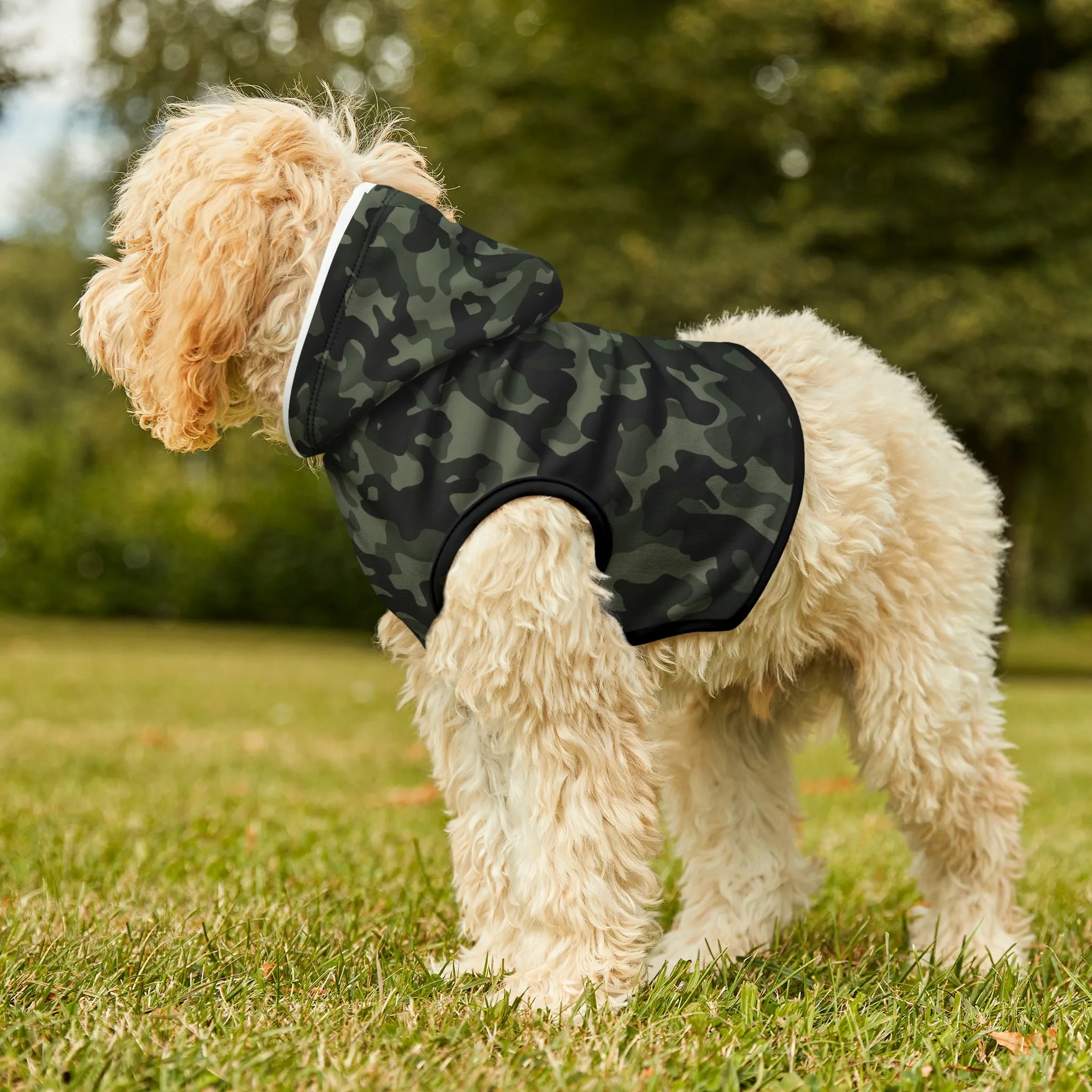 Dog Hoodie Sweater, Camouflage Dark Green - Comfortable Dog Clothes