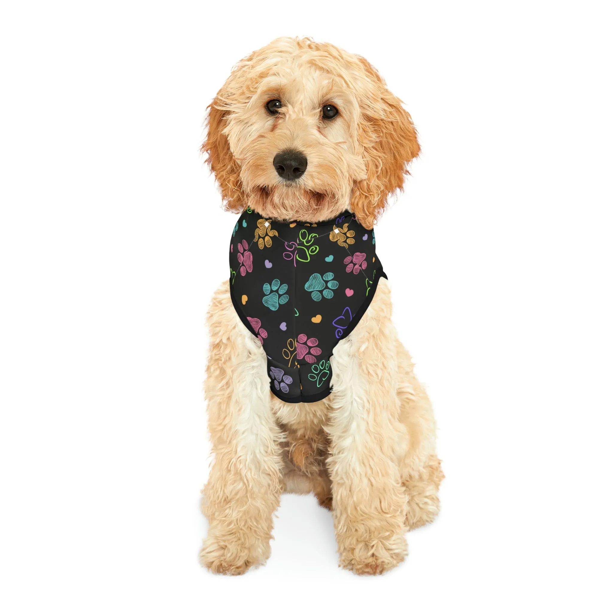 Dog Hoodie Sweater, Colorful Paw Prints - Comfortable Dog Clothes