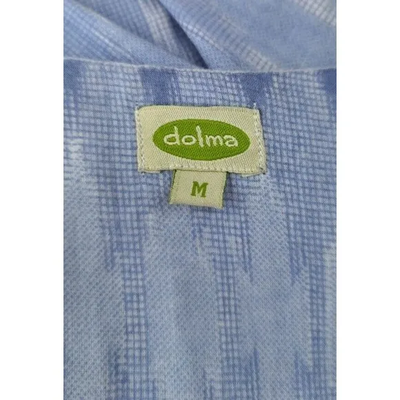 Dolma Gaia lkat Dye Tunic Dress Blue Tie Dye Pockets Voile Cotton Lightweight M
