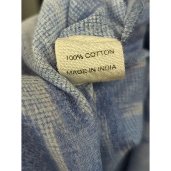 Dolma Gaia lkat Dye Tunic Dress Blue Tie Dye Pockets Voile Cotton Lightweight M