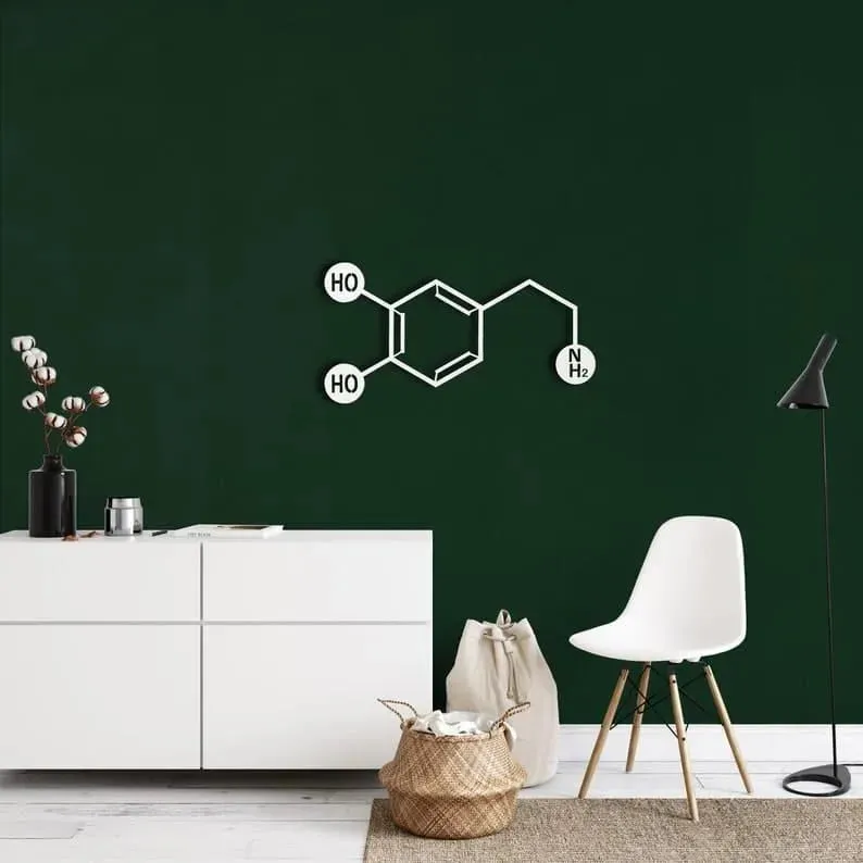 Dopamine Molecule Metal Wall Hanging Decor