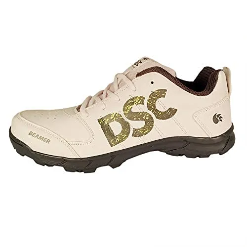 DSC Beamer Cricket Shoe for Men & Boys (Light Weight | Economical | Durable | Size UK: 10) Grey-White