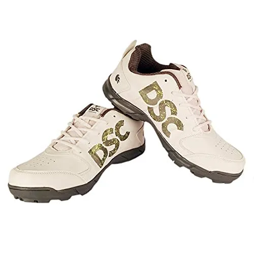 DSC Beamer Cricket Shoe for Men & Boys (Light Weight | Economical | Durable | Size UK: 10) Grey-White