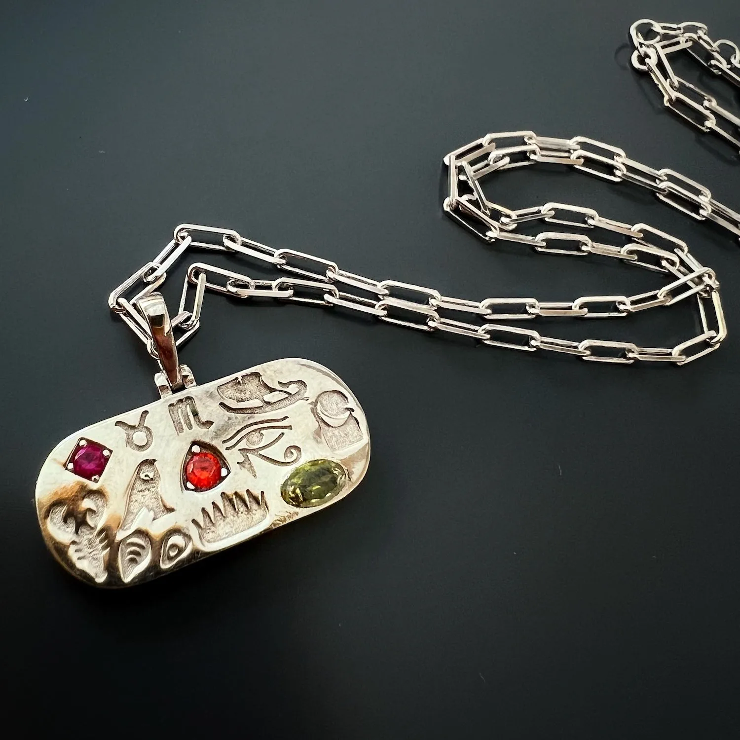 Egyptian Spiritual Symbols Silver Chain Necklace