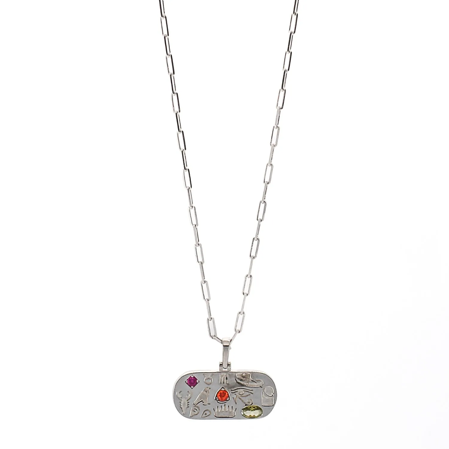 Egyptian Spiritual Symbols Silver Chain Necklace