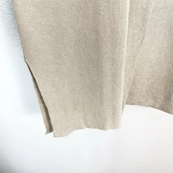 Eileen Fisher Women’s Organic Linen Cotton Knit Long Cardigan in Tan Size Large
