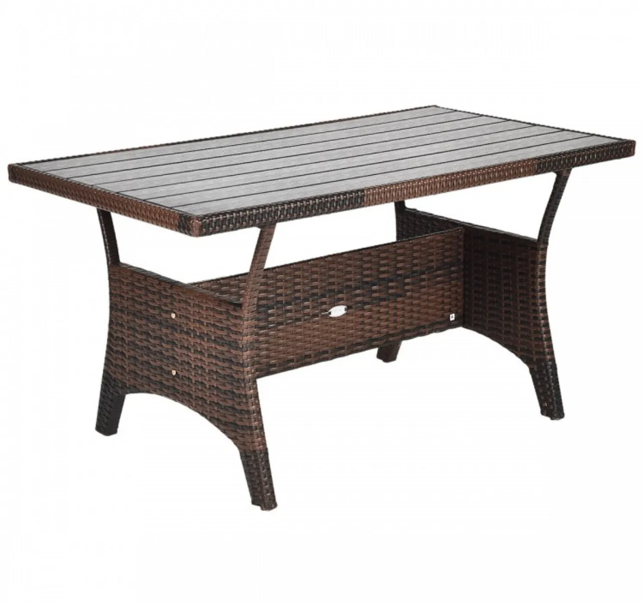 Elegant Comfortable Heavy Duty 3-Piece Hand-Woven Rattan, Wicker Outdoor Patio Sofa Furniture Set With Dining Table