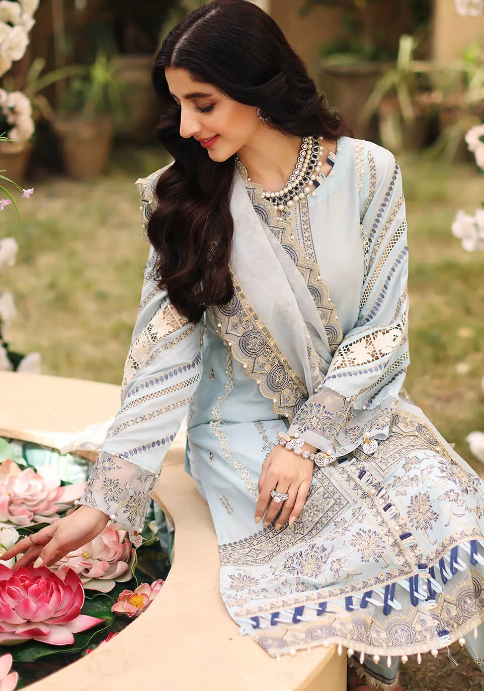 ELF-7 Tiara | Elaf Luxury Festive Lawn Collection 2022 | Unstitched Embroidered Lawn Suits