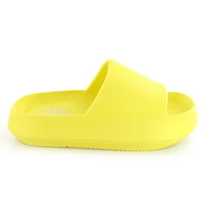 Ella Cloud Cushioned Lightweight Slip On Sliders In Yellow