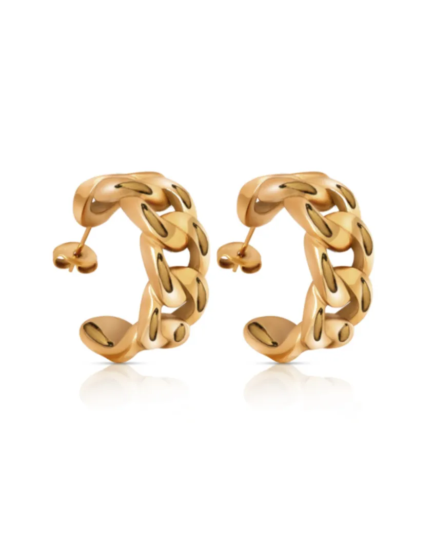 Ever Jewellery Groove Hoop Earrings - Gold