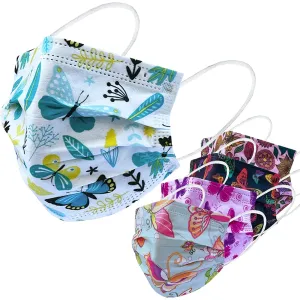 Everydayspecial Disposable Safety Mask 3 Layer Protection Face Mask for Adults 50 pcs (Butterfly Print)