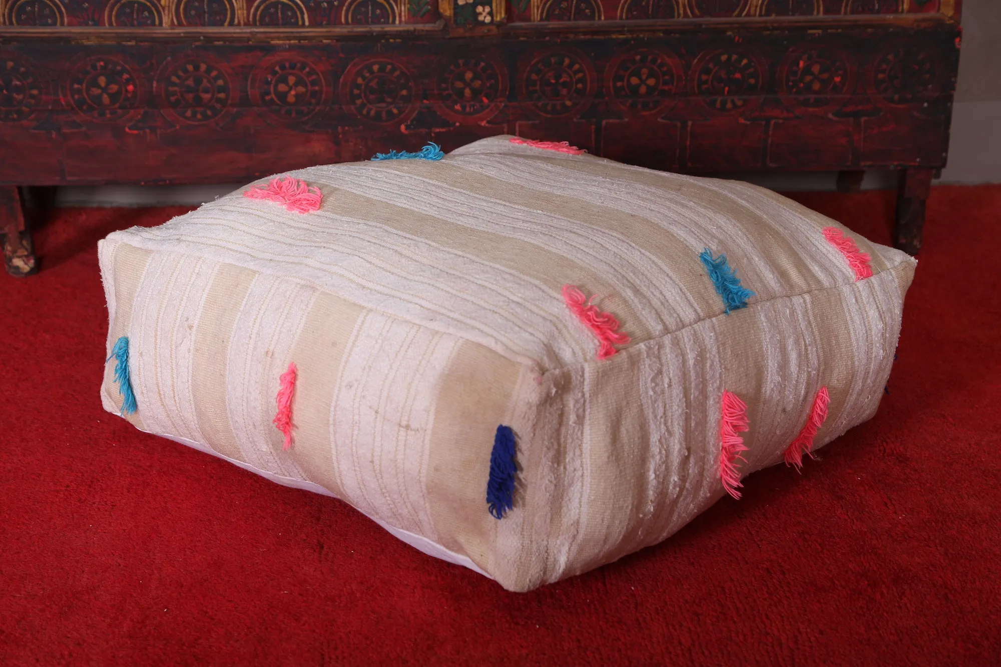Fabulous Handmade Moroccan Kilim Pouf Cushion