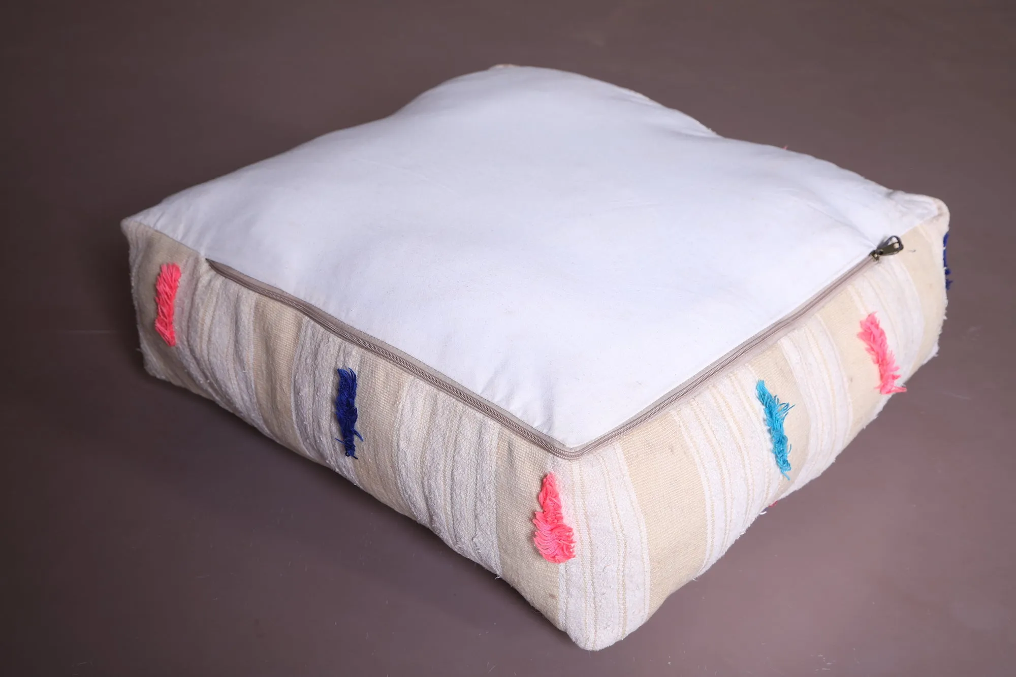 Fabulous Handmade Moroccan Kilim Pouf Cushion