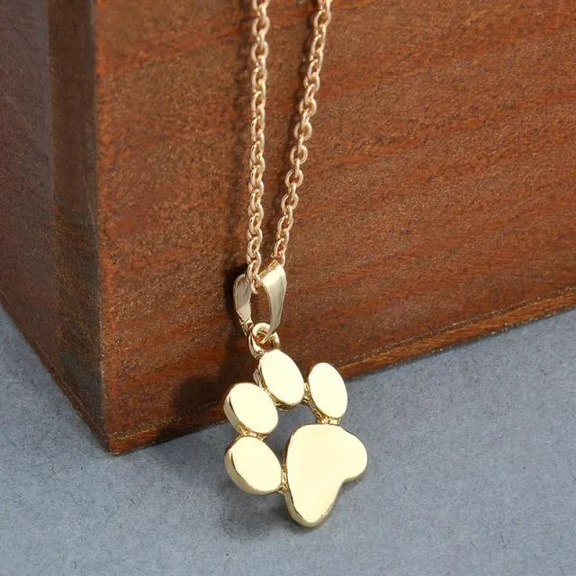 Fashion Cute Pet Dog Paw Print Chain Pendant & Necklace