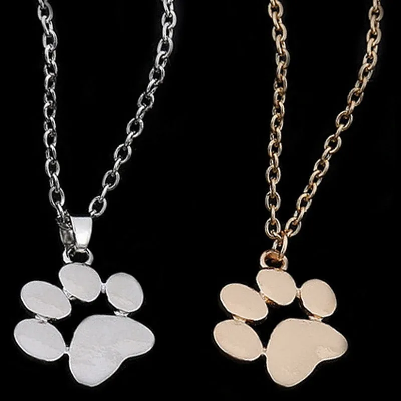 Fashion Cute Pet Dog Paw Print Chain Pendant & Necklace