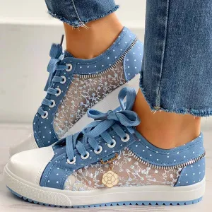 Fashion Pendant Lace Pattern Flat Sneakers