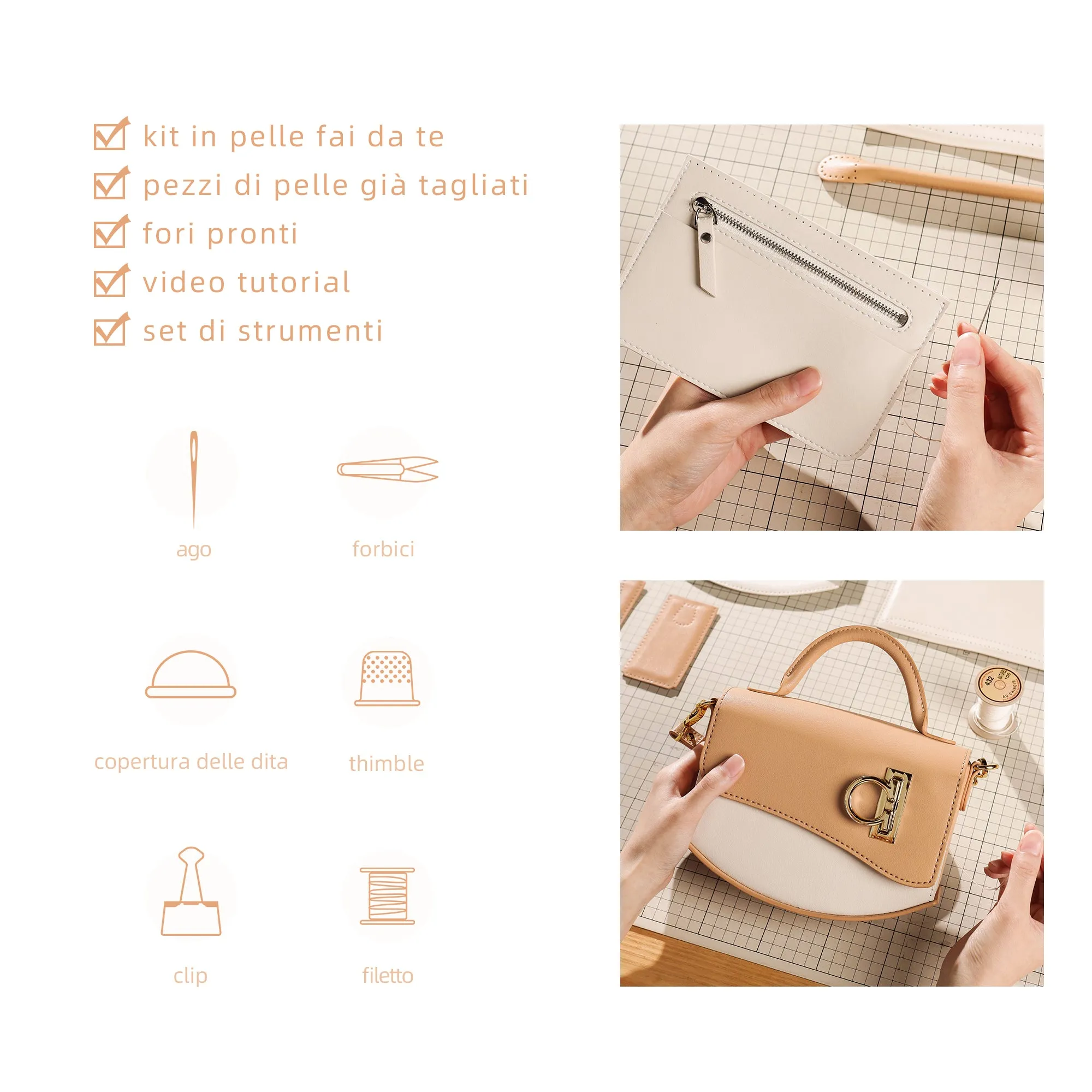 Fashion Round Buckle Leather Bag Kit