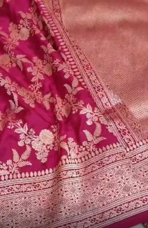 Fashion Vibes Presents Pure Banarasi Khaddi Katan Silk Tanchoi Brocade Handloom Saree