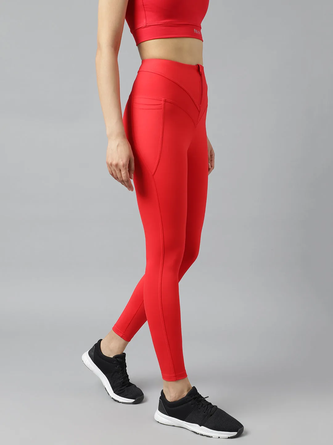 Fitkin Women's high waist front zipper training tights