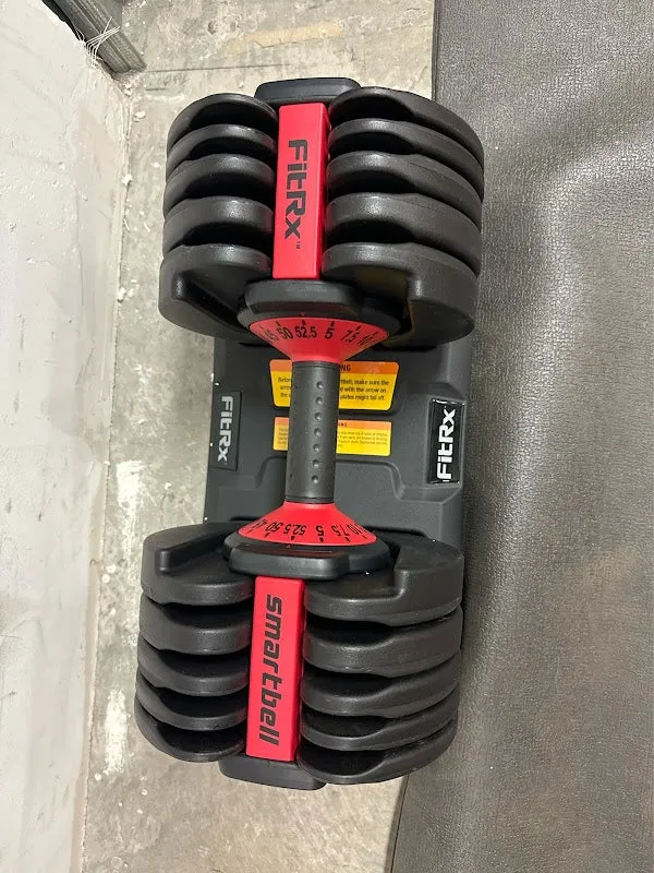 FitRx SmartBell, Quick-Select Adjustable Dumbbell for Home Gym, 5-52.5 lbs. Weight, Black, Single - display_model