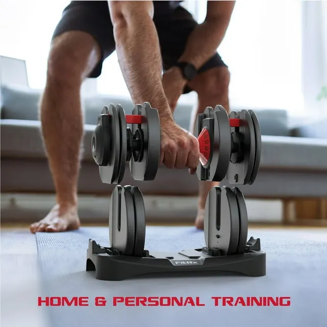 FitRx SmartBell, Quick-Select Adjustable Dumbbell for Home Gym, 5-52.5 lbs. Weight, Black, Single - display_model
