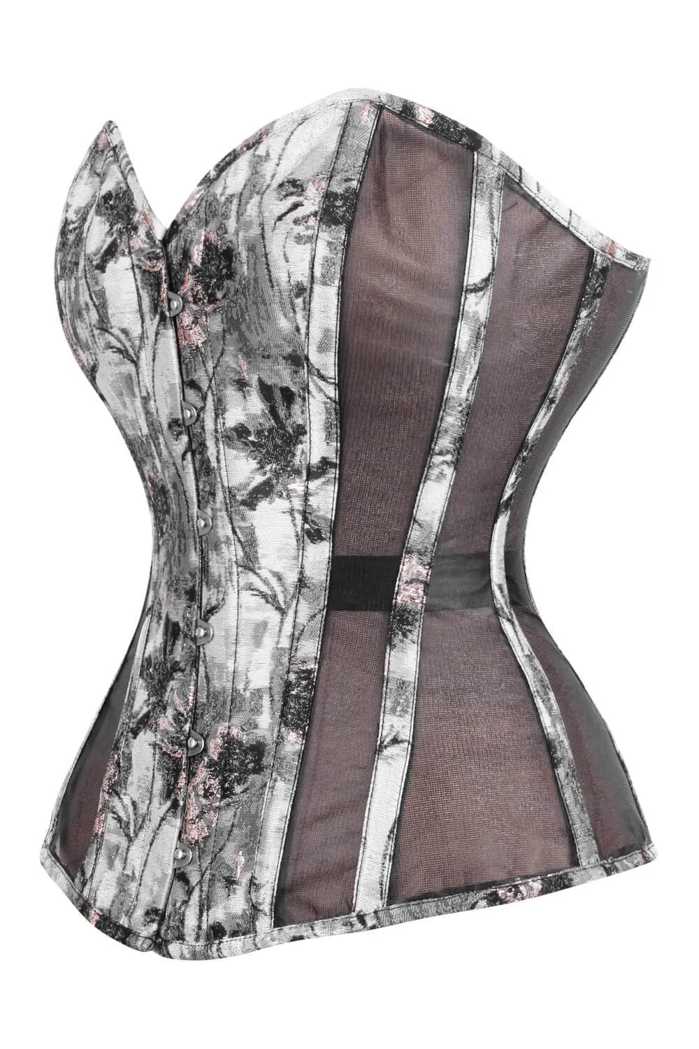 FOS - Mesh with Brocade Steel Boned Corset (ELC-701)
