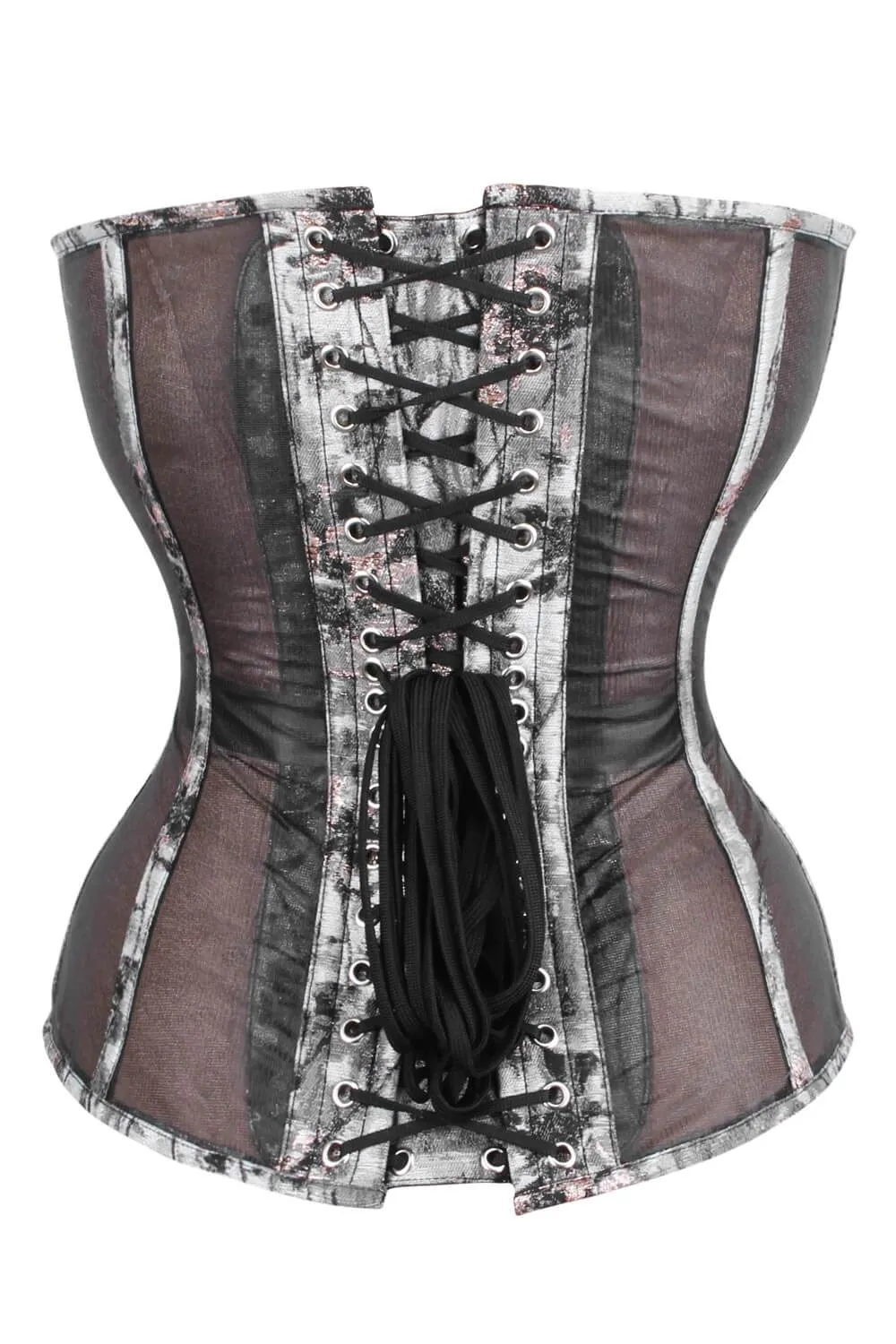FOS - Mesh with Brocade Steel Boned Corset (ELC-701)